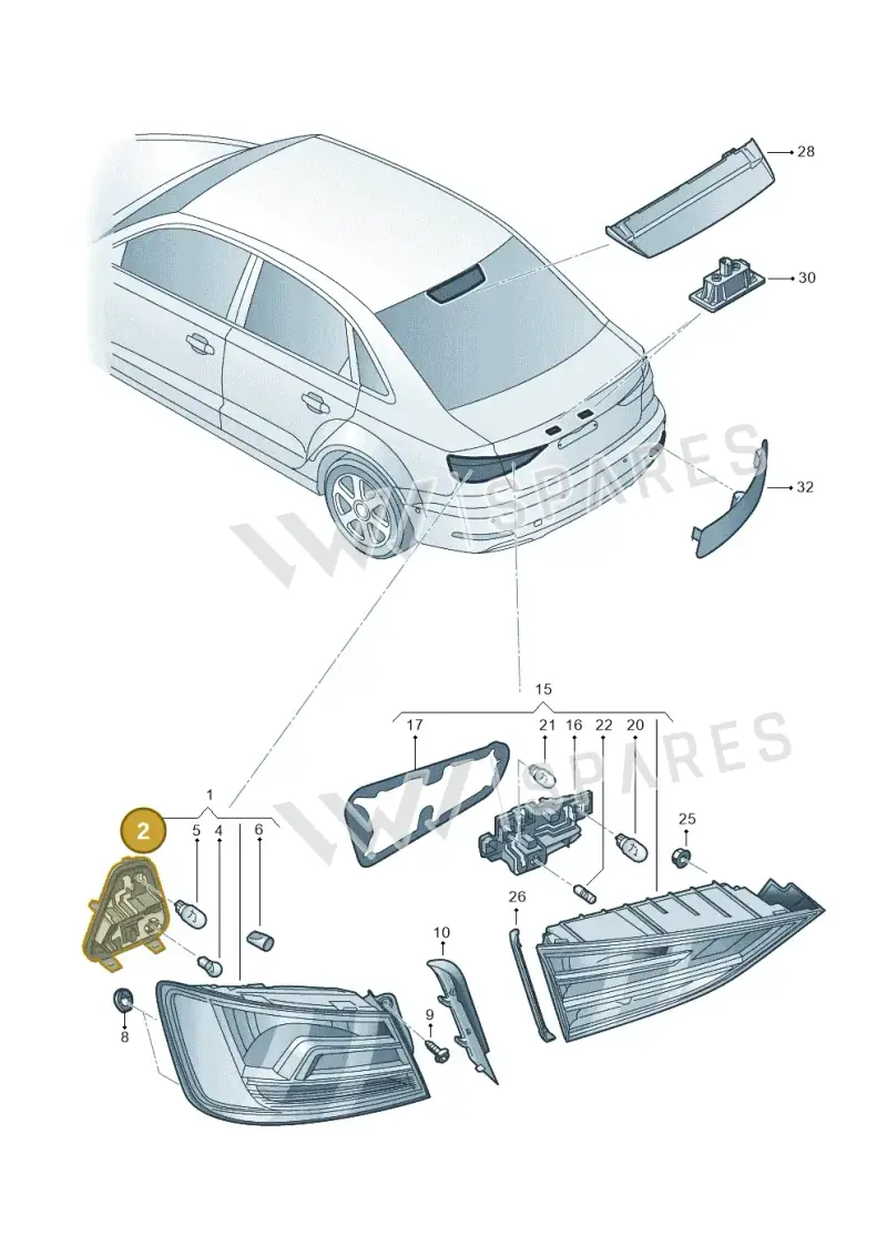 8V5945257 — Audi A3 Sportback (2012-2016) diagram 745945020, position 2