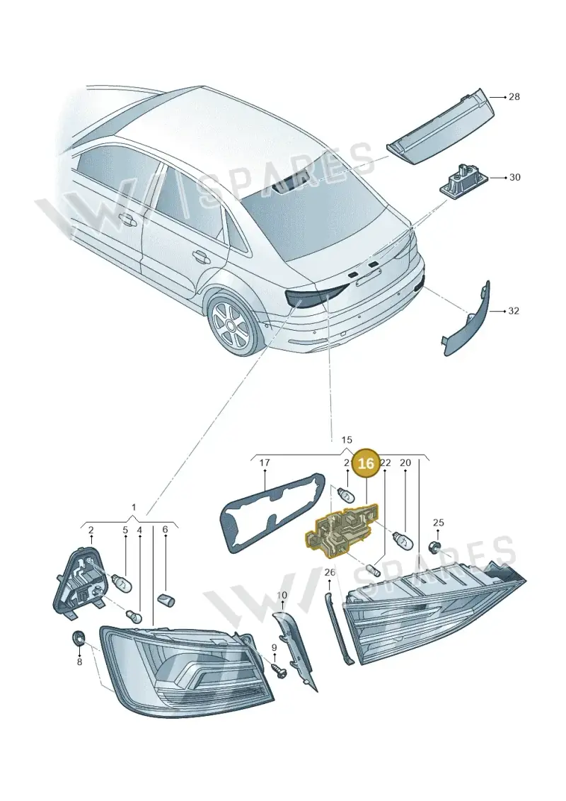 8V5945258B — Audi A3 Sportback (2012-2016) diagram 745945020, position 16