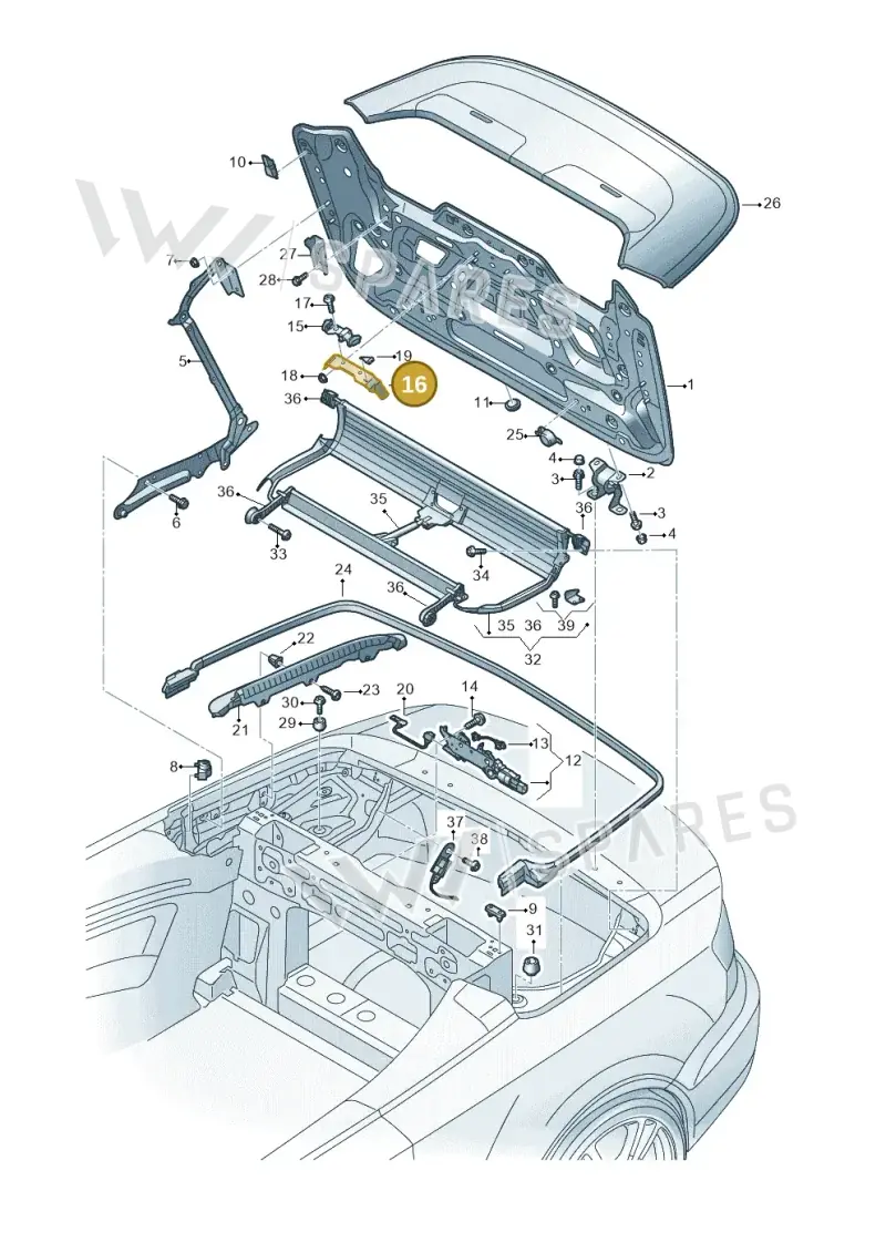 8V7825199 — Audi A3 Cabriolet (2016-2020) diagram 778825500, position 16