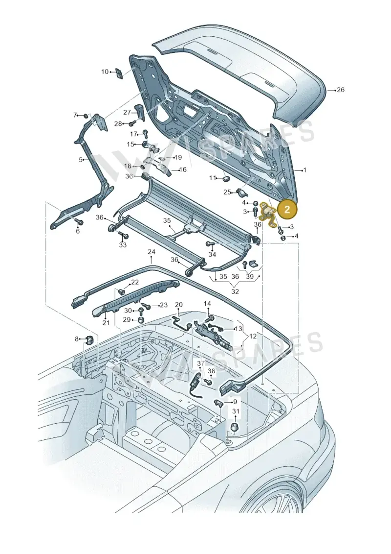 8V7825308C — Audi A3 Cabriolet (2016-2020) diagram 778825500, position 2