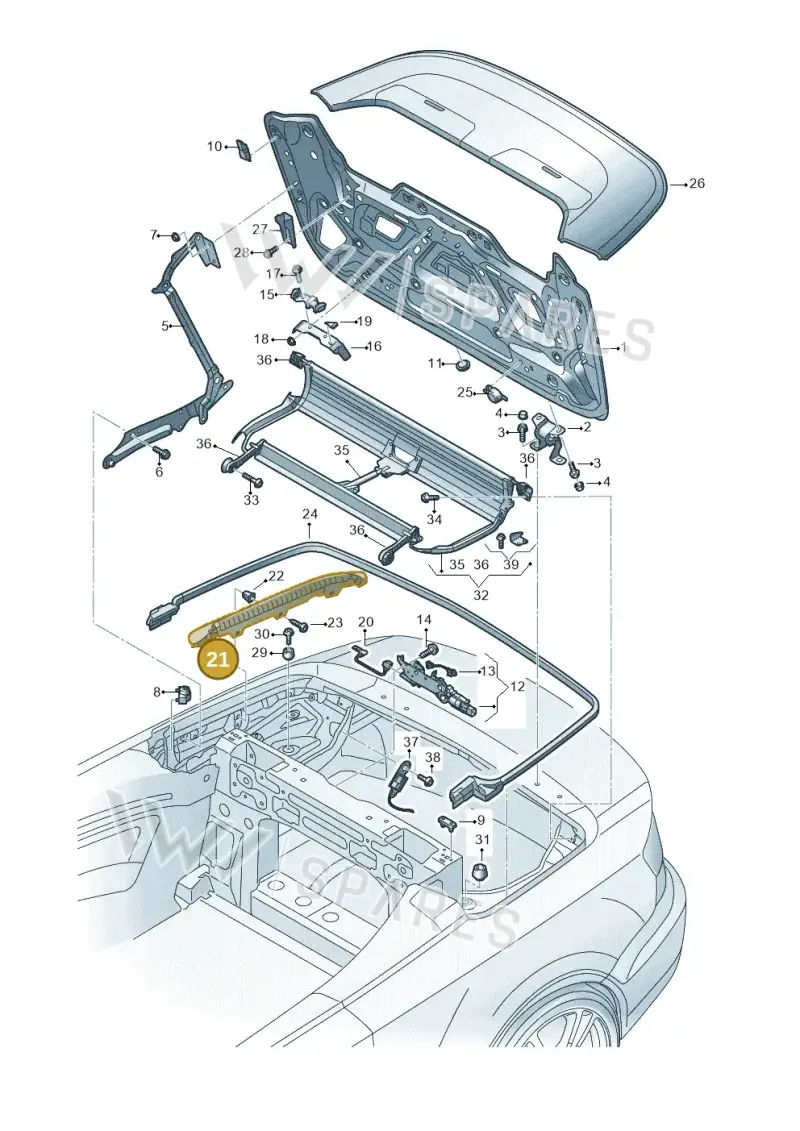 8V7825405 — Audi A3 Cabrio (2016-2020) diagram 778825500, position 21