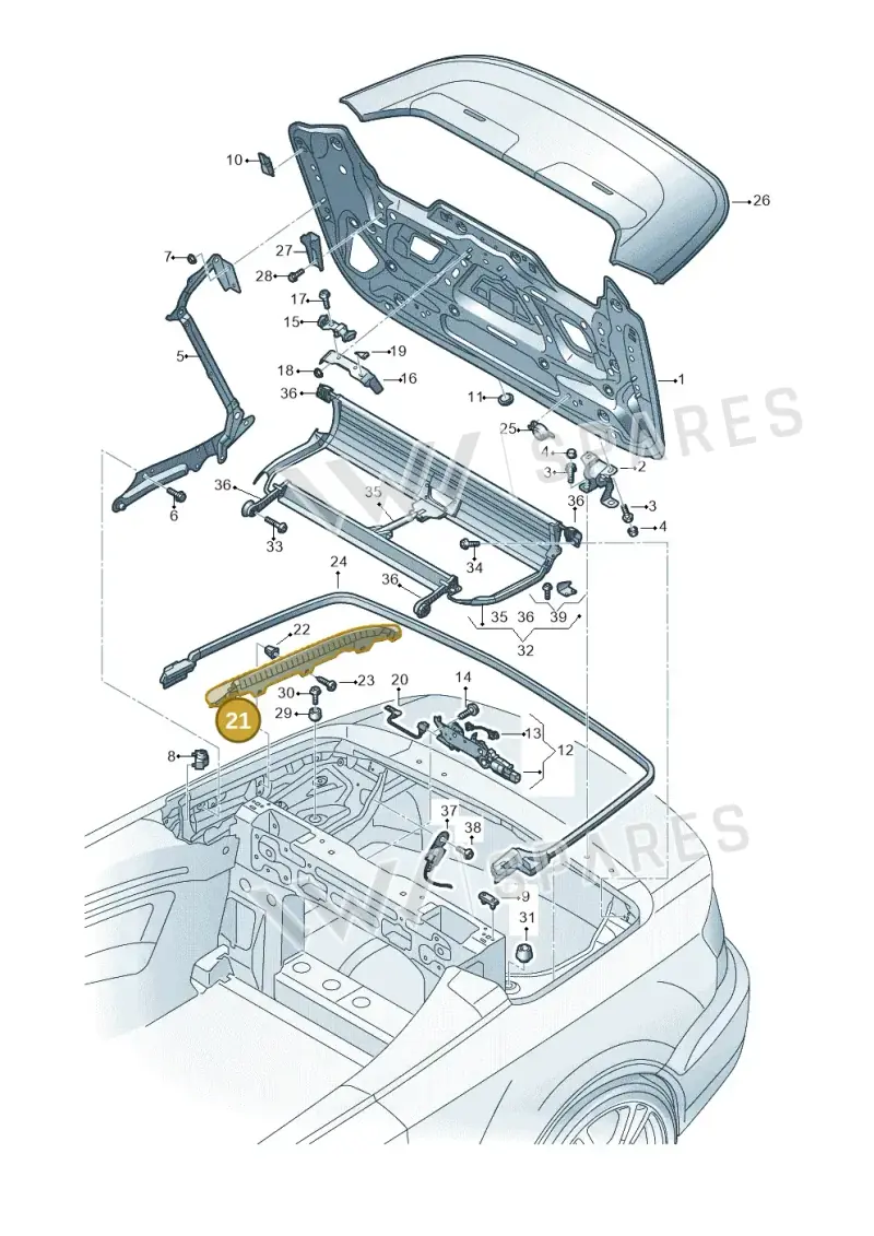 8V7825406 — Audi A3 Cabriolet (2016-2020) diagram 778825500, position 21