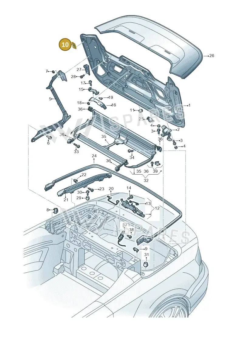 8V7825761A — Audi A3 Cabriolet (2016-2020) diagram 778825500, position 10