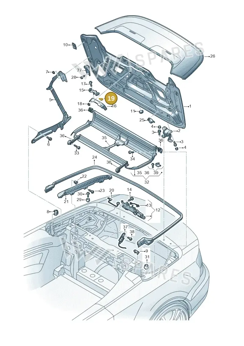 8V7837343 — Audi A3 Cabriolet (2016-2020) diagram 778825500, position 19
