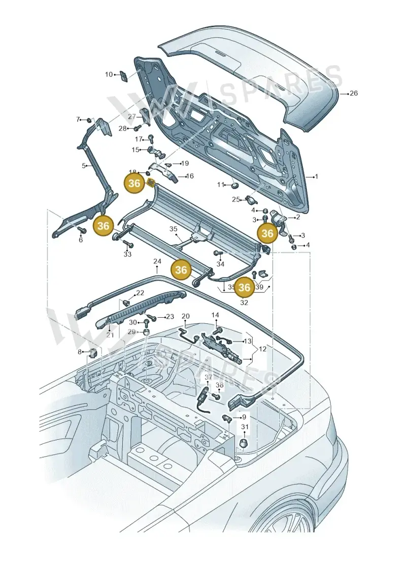 8V7898162 — Audi A3 Cabriolet (2016-2020) diagram 778825500, position 36