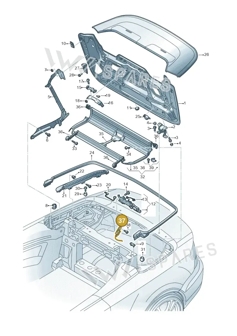 8V7959559 — Audi A3 Cabriolet (2016-2020) diagram 778825500, position 37