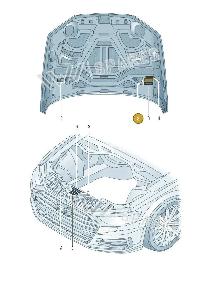 8W0010560A — Audi A8 (2017-2025) diagram 838010100, position 2