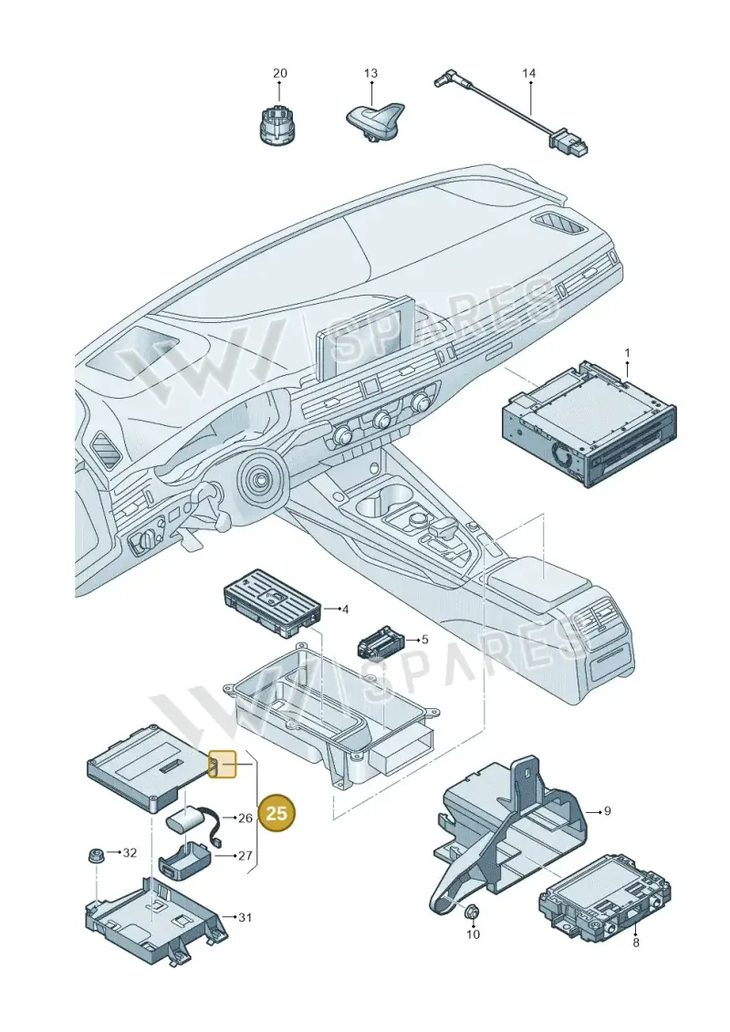 8W0035282G — Audi RS5 Sportback (2017-2025) diagram 897035055, position 25