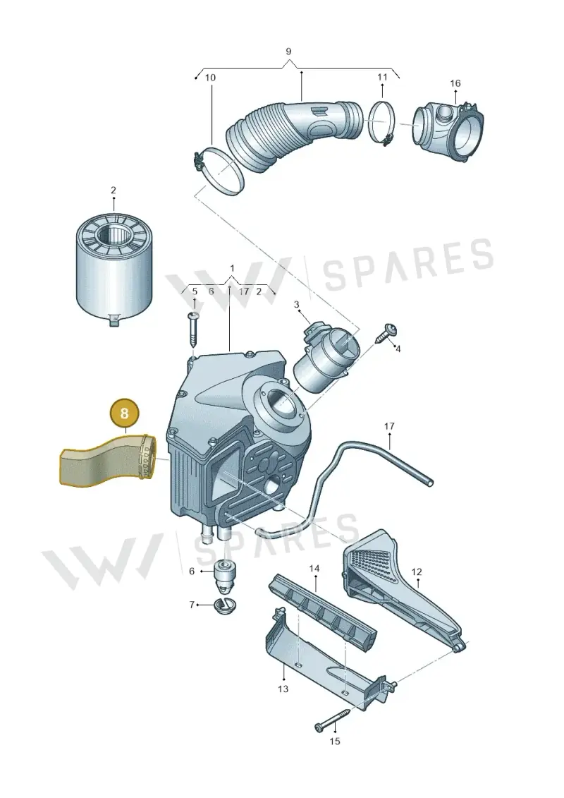 8W0129604 — Audi A5 Cabrio 2.0 (2016-2018) diagram 849129300, position 8