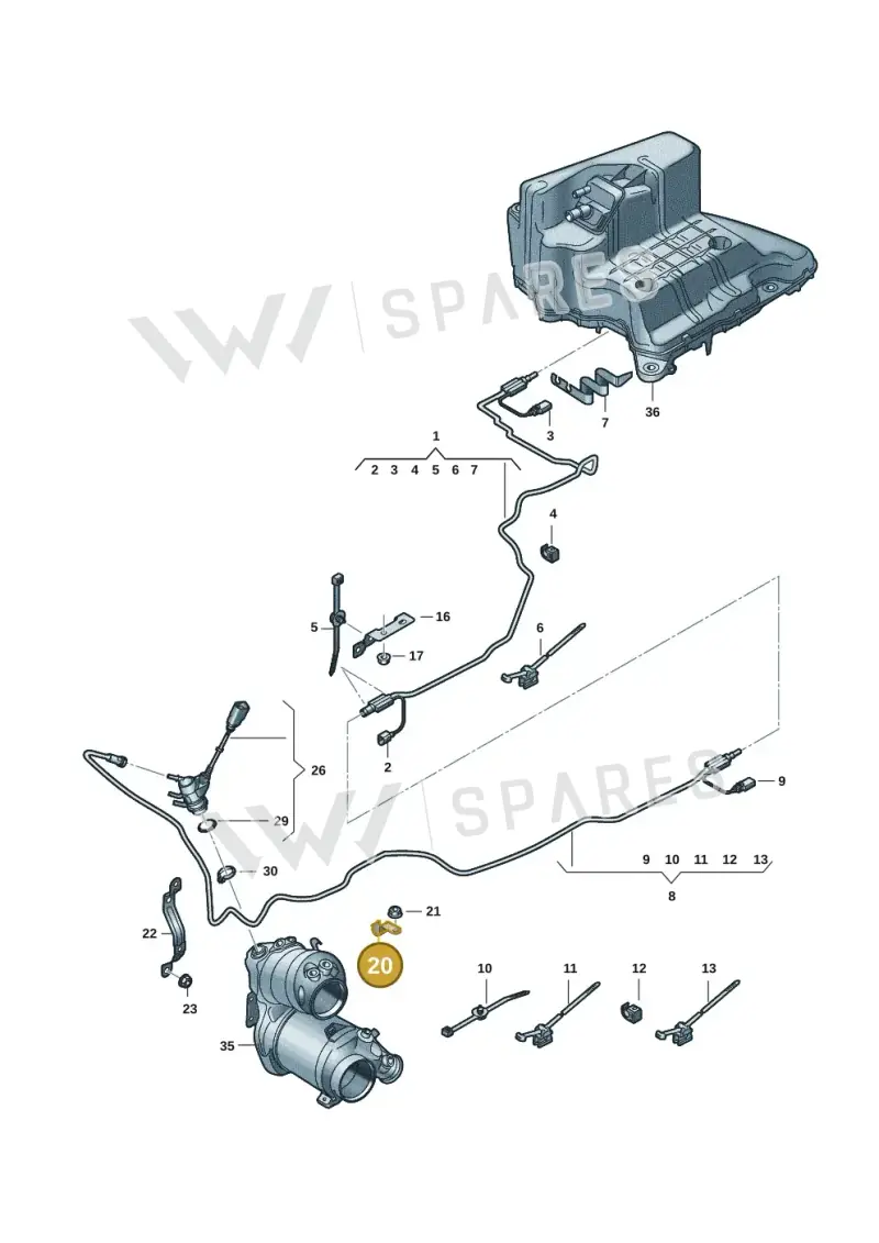 8W0131035B — Audi A5 Sportback (2016-2020) diagram 897201501, position 20