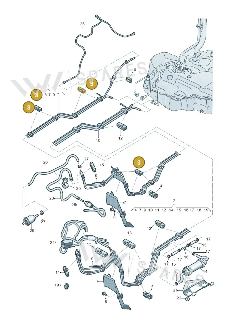 8W0201190 — Audi A5 Sportback (2016-2025) diagram 849201400, position 3
