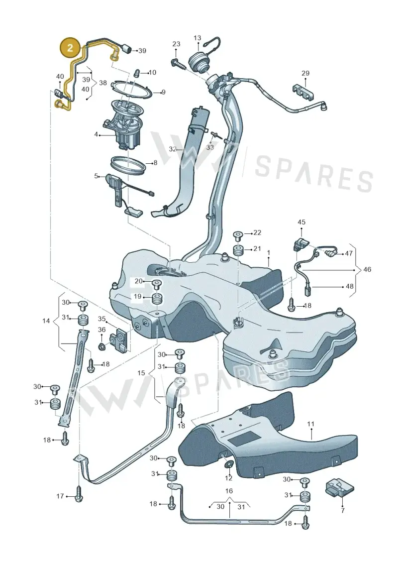 8W0201220A — Audi A5 Sportback (2016-2020) diagram 897201020, position 2