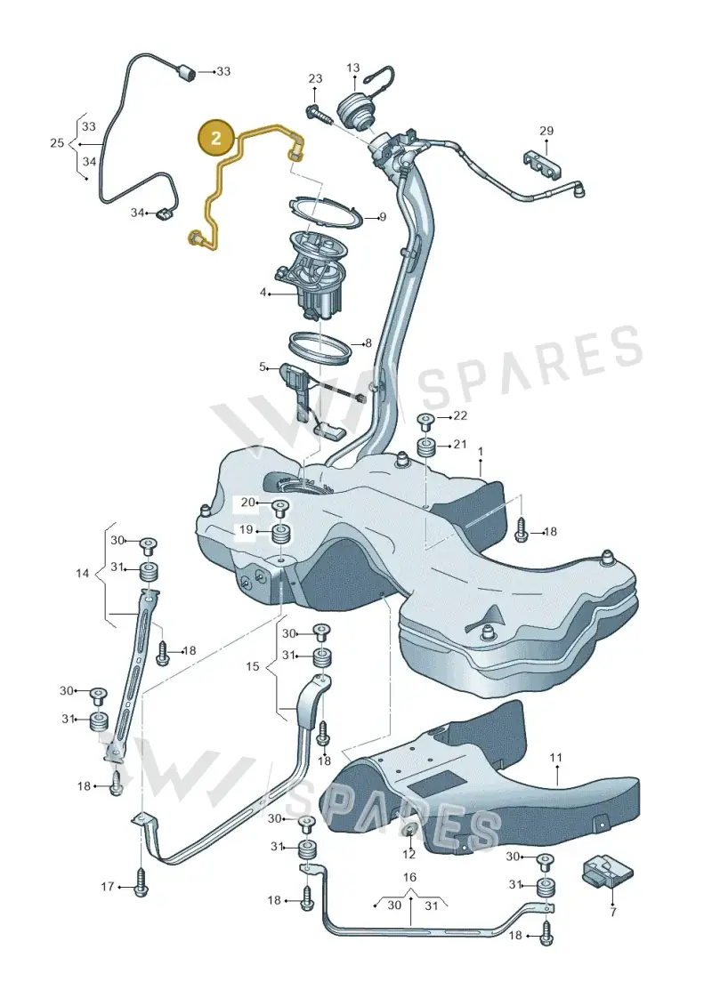 8W0201220A — Audi A5 Sportback (2016-2020) diagram 897201100, position 2