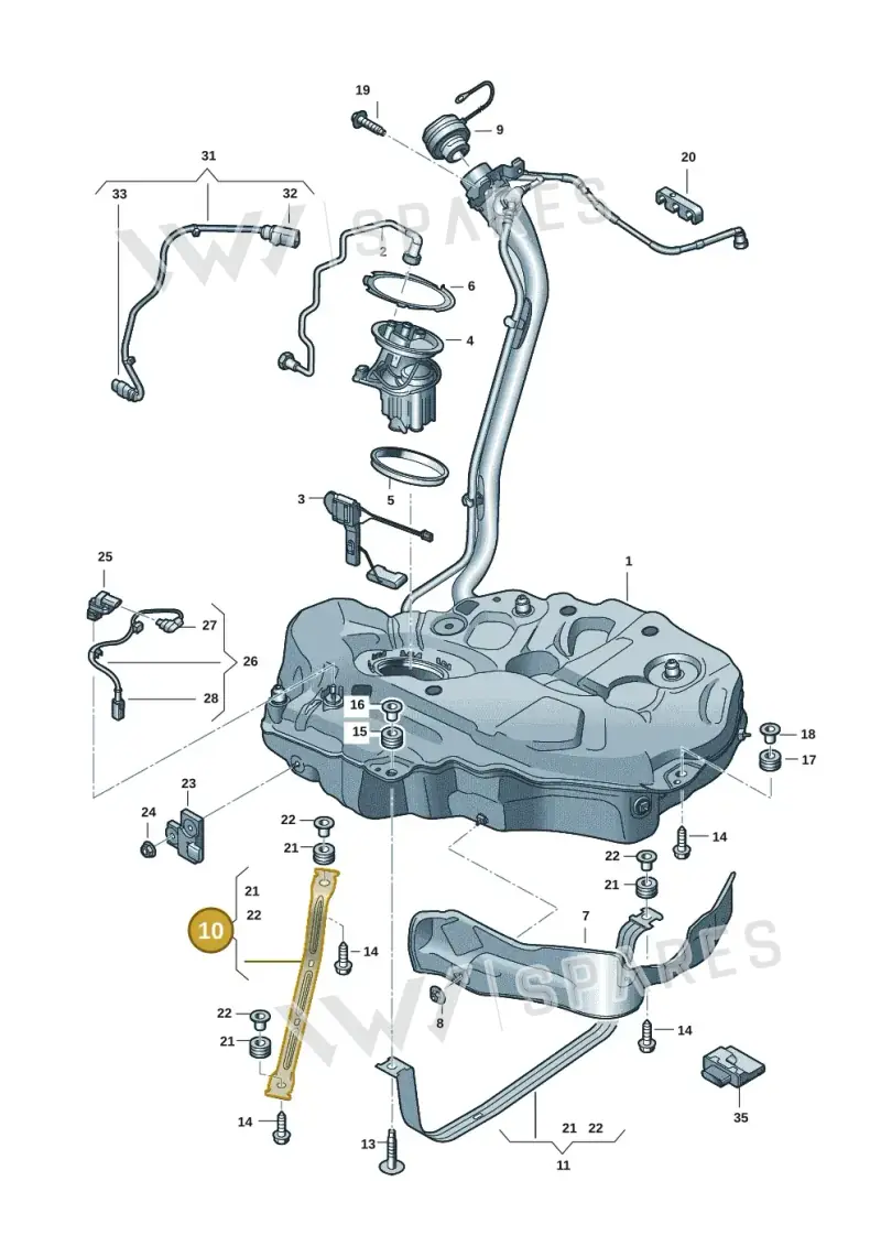 8W0201653 — Audi A5 Cabrio 2.0 (2016-2018) diagram 849201002, position 10