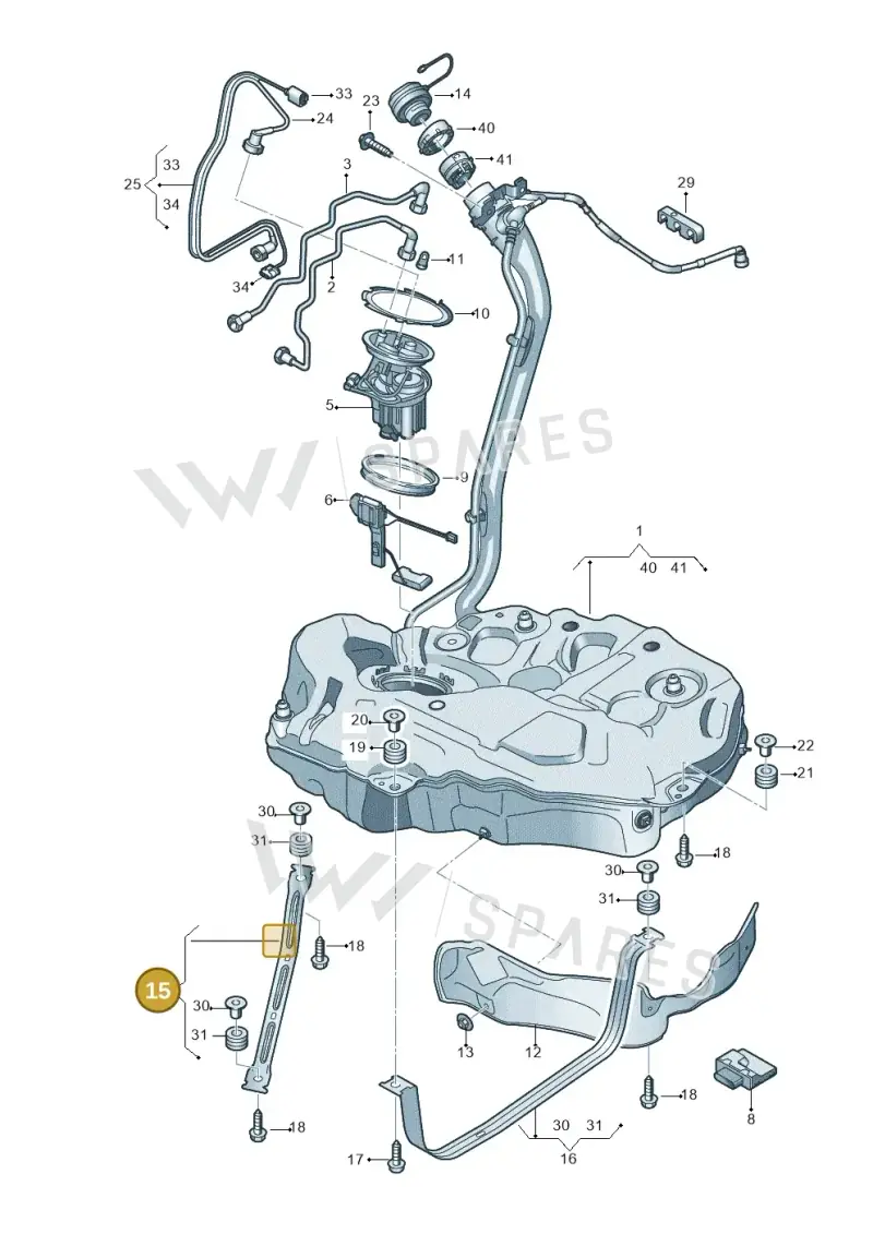 8W0201653 — Audi A5 Sportback (2016-2020) diagram 897201050, position 15