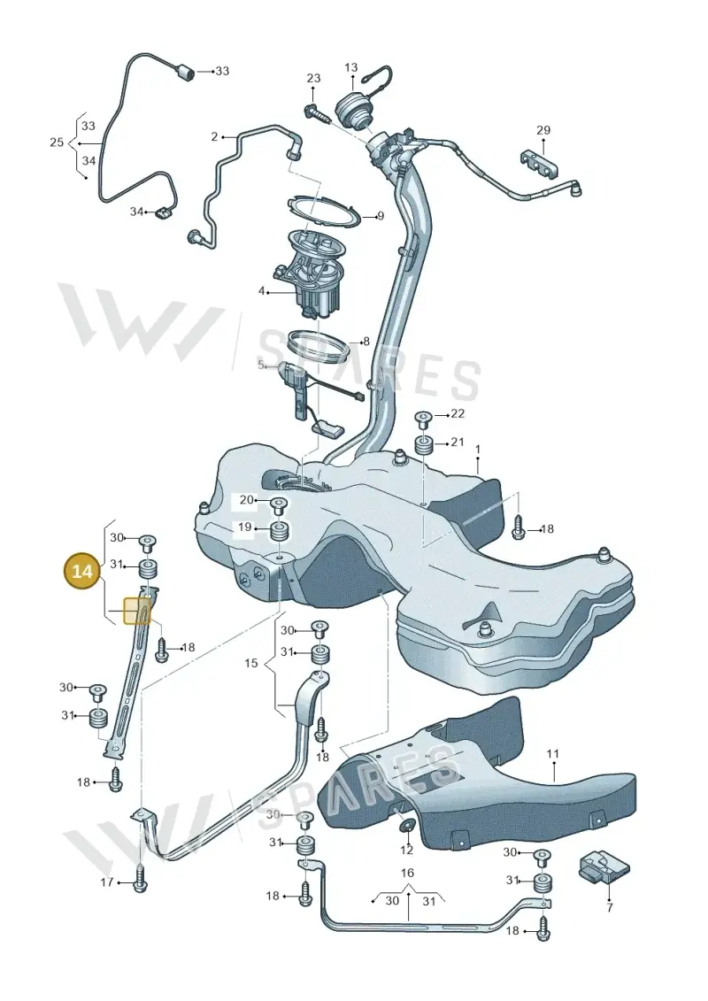 8W0201653 — Audi A5 Sportback (2016-2020) diagram 897201100, position 14