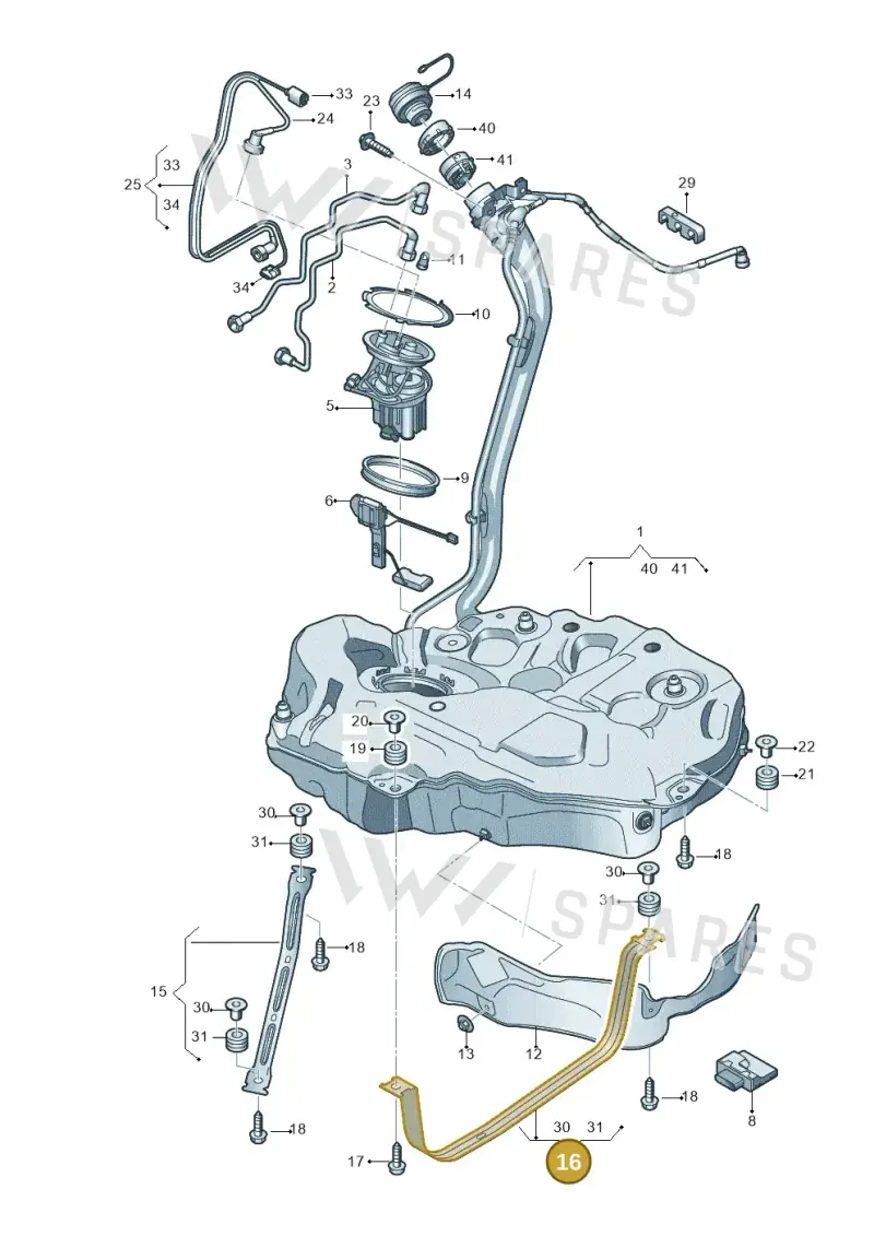 8W0201653D — Audi A5 Sportback (2016-2020) diagram 897201050, position 16
