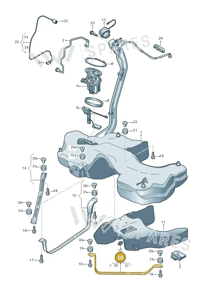 8W0201653K — Audi A5 Sportback (2016-2025) diagram 897201100, position 16