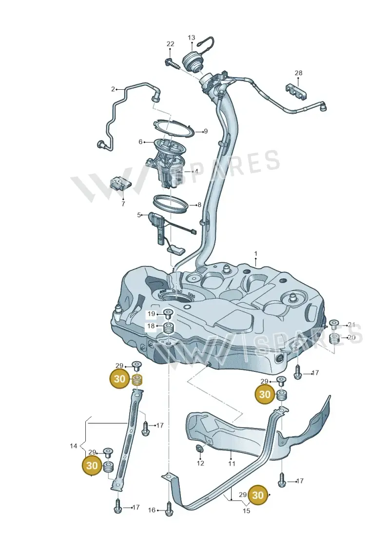 8W0201693 — Audi A5 Cabriolet (2016-2025) diagram 848201000, position 30