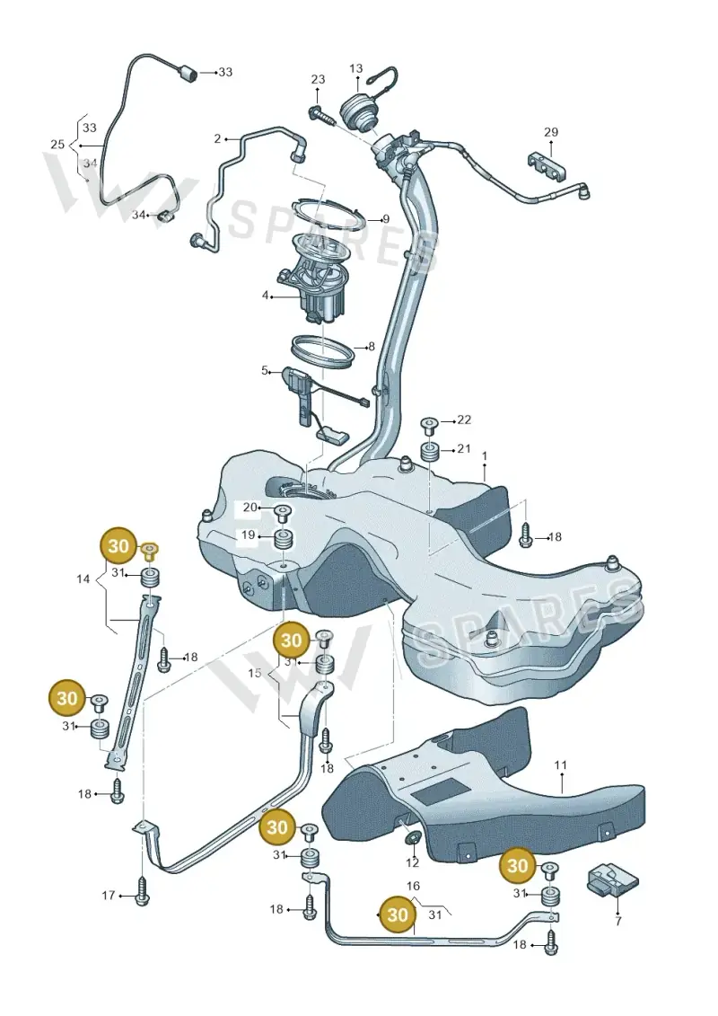 8W0201693 — Audi A5 Sportback (2016-2025) diagram 897201100, position 30