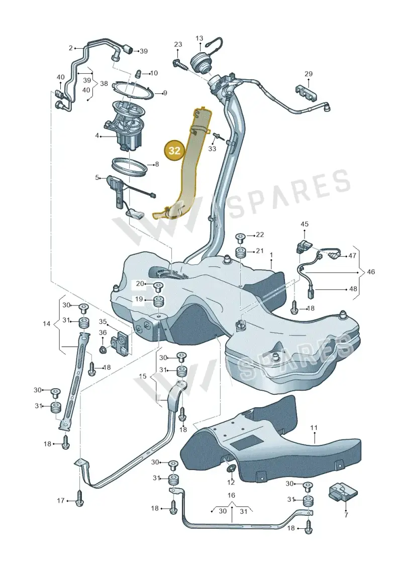 8W0201974 — Audi A5 Sportback (2016-2020) diagram 897201020, position 32