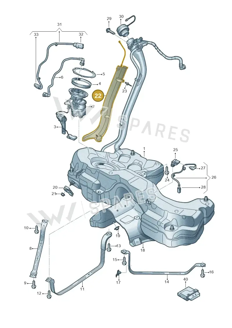 8W0201974 — Audi RS5 Sportback (2017-) diagram 847201150, position 22
