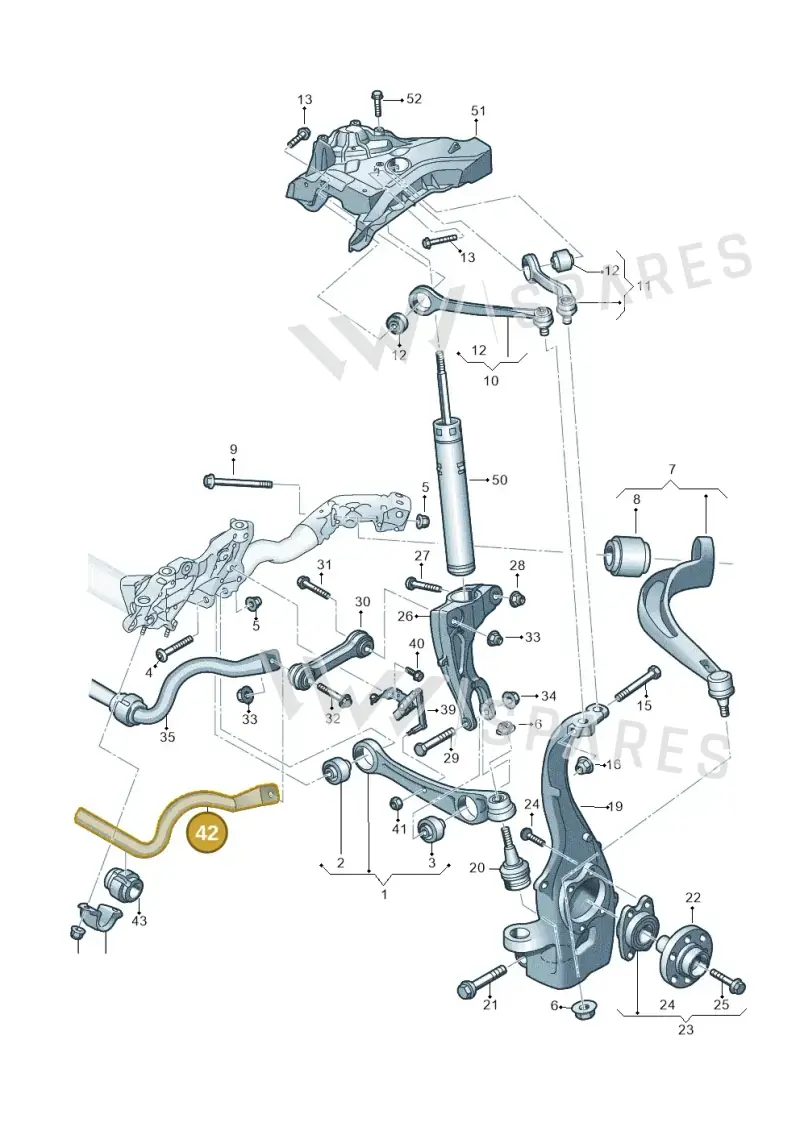 8W0411309C — Audi RS4 Avant (2017-2025) diagram 897407000, position 42