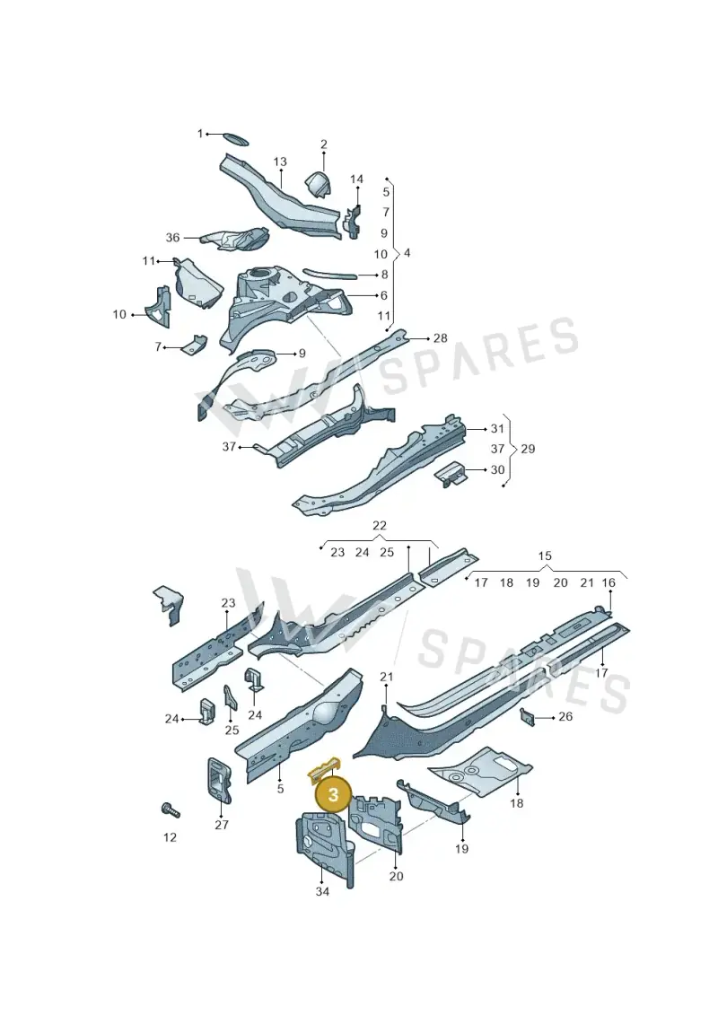 8W0802111 — Audi A4L 2.0 (2016-) diagram 216803000, position 3