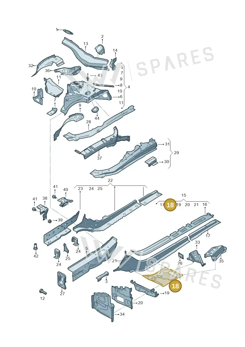 8W0802171A — Audi RS4 Avant (2017-2025) diagram 849803000, position 18
