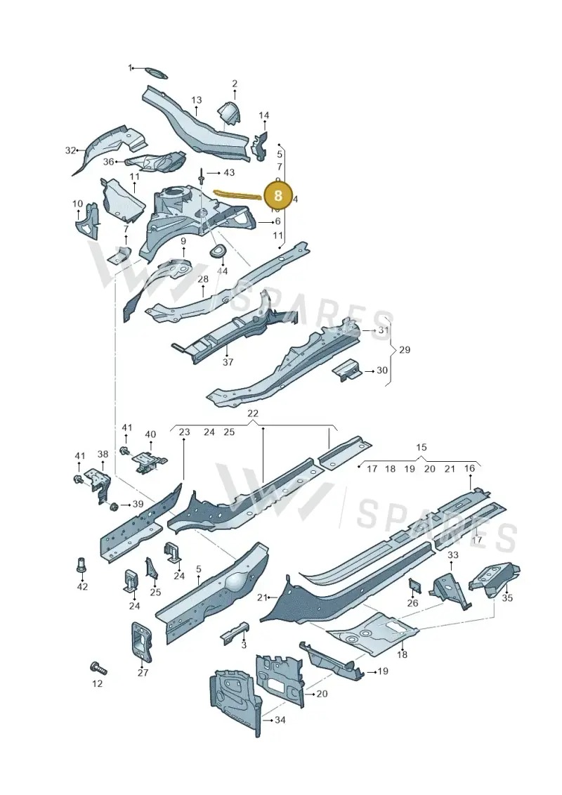 8W0802839A — Audi RS4 Avant (2017-) diagram 849803000, position 8