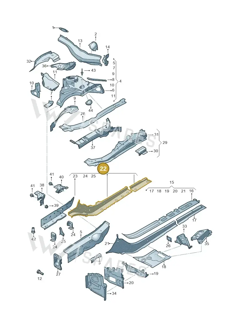 8W0803104A — Audi RS4 Avant (2017-2025) diagram 849803000, position 22