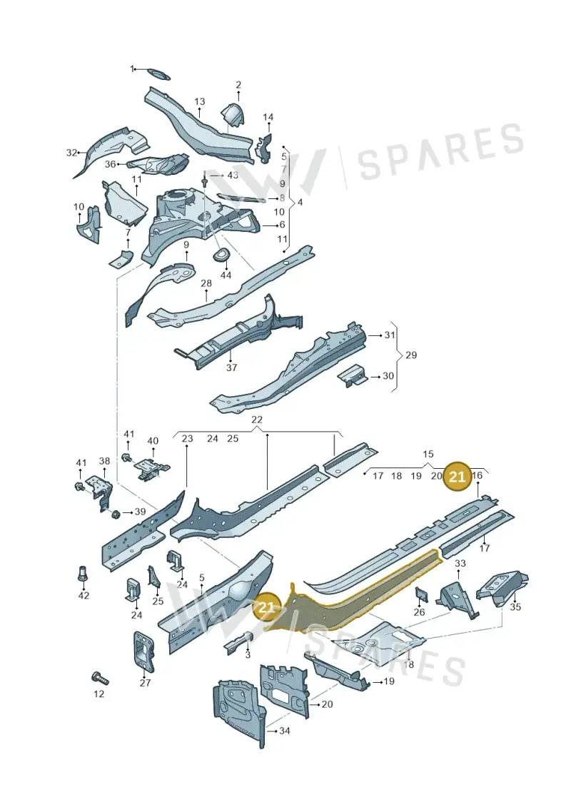 8W0803109 — Audi RS4 Avant (2017-2025) diagram 849803000, position 21