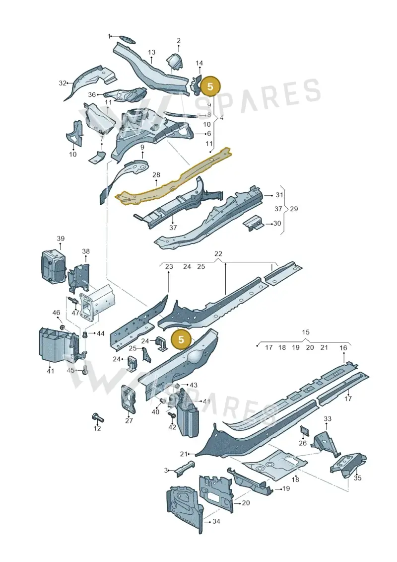 8W0803135B — Audi A5 Cabriolet (2016-2025) diagram 848803000, position 5
