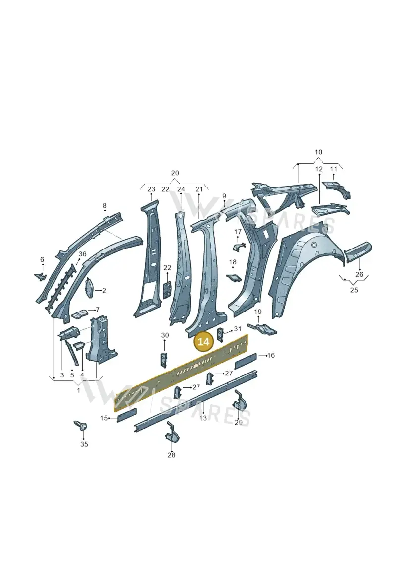 8W0803764 — Audi RS5 Sportback (2017-2025) diagram 897809100, position 14