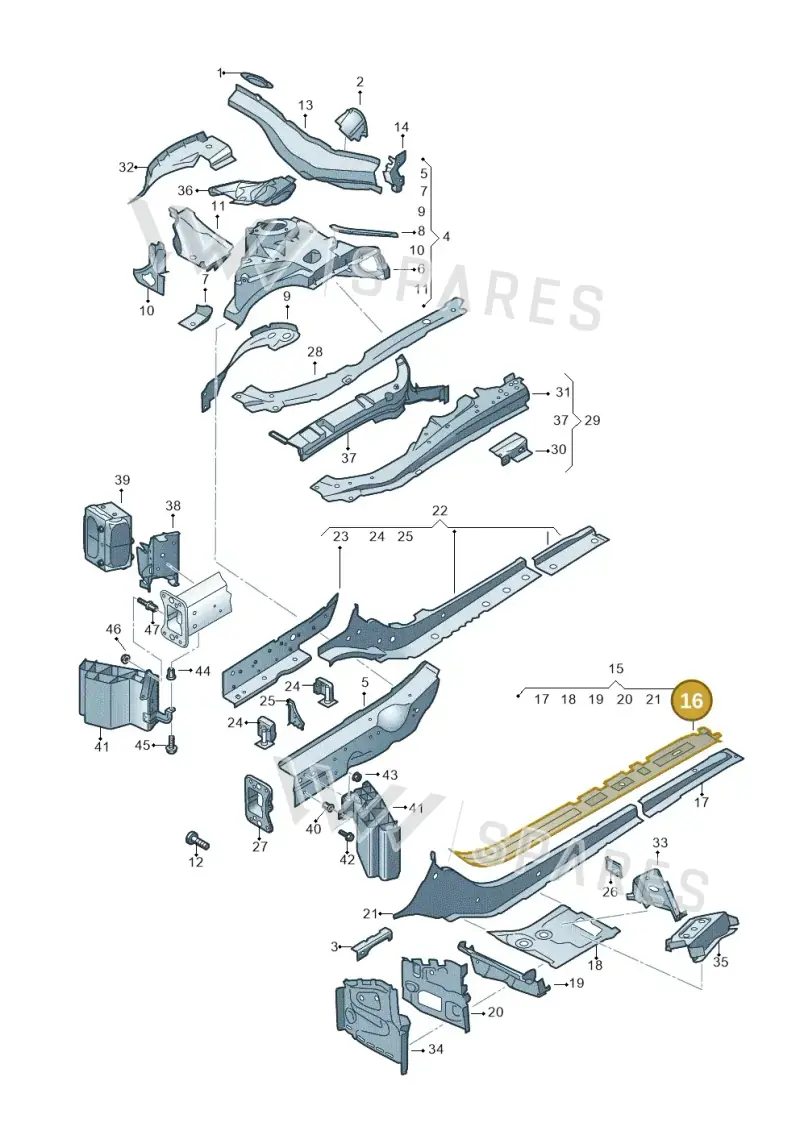 8W0804029 — Audi A5 Cabriolet (2016-2025) diagram 848803000, position 16