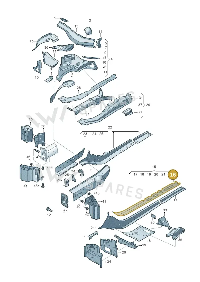 8W0804030 — Audi A5 Cabriolet (2016-2025) diagram 848803000, position 16