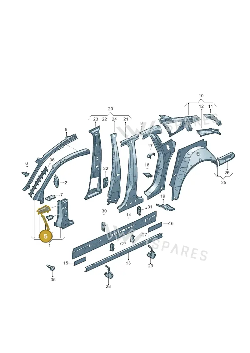 8W0805085 — Audi RS5 Sportback (2017-) diagram 897809100, position 5