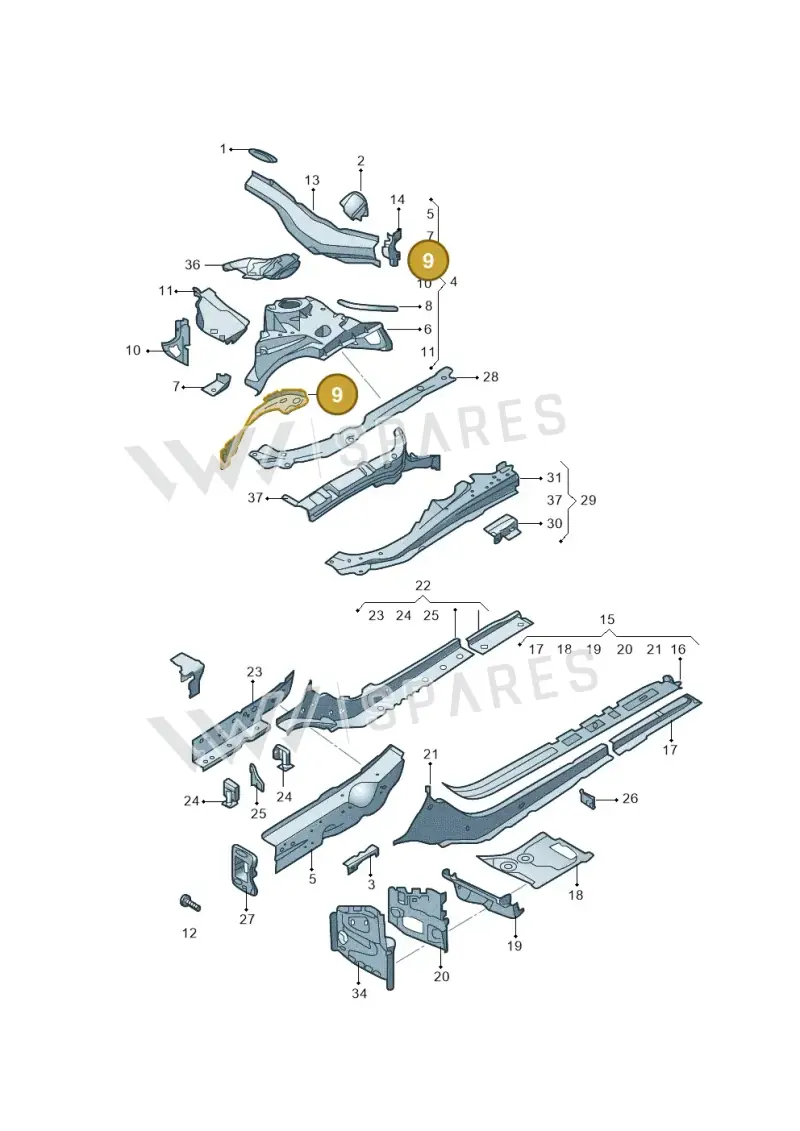 8W0806213B — Audi A4L 2.0 (2016-) diagram 216803000, position 9