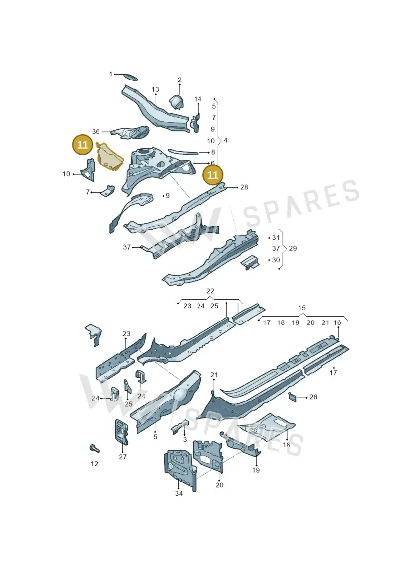 8W0806279 — Audi A4L 2.0 (2016-) diagram 216803000, position 11