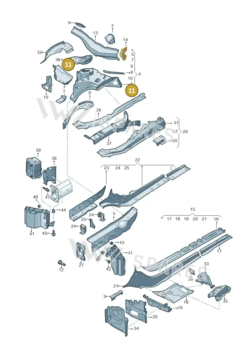 8W0806279 — Audi A5 Cabrio 2.0 (2016-2018) diagram 848803000, position 11