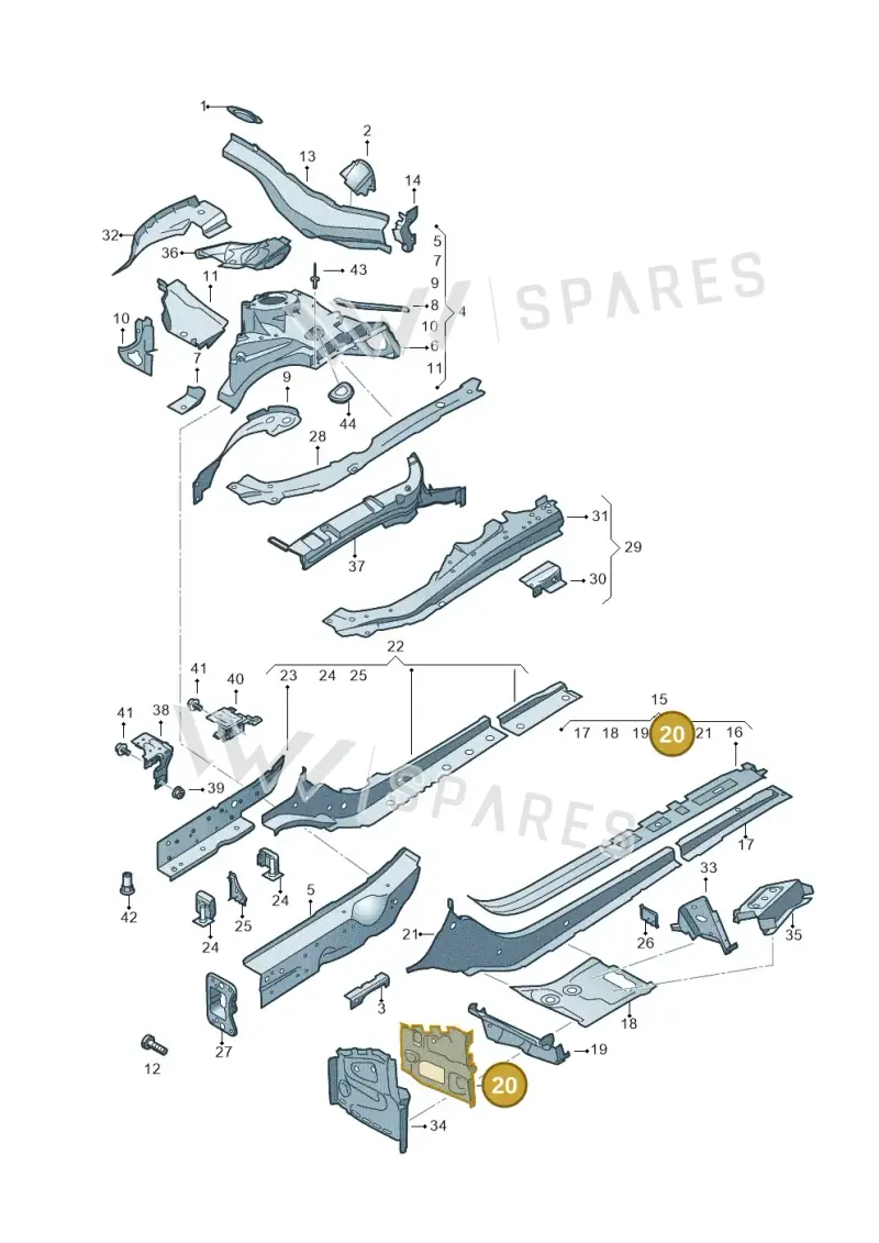 8W0806289 — Audi RS4 Avant (2017-) diagram 849803000, position 20