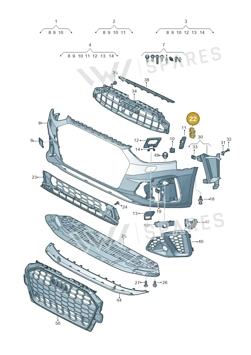 8W0807277D — Audi A4 (2015-2025) diagram 849807170, position 22