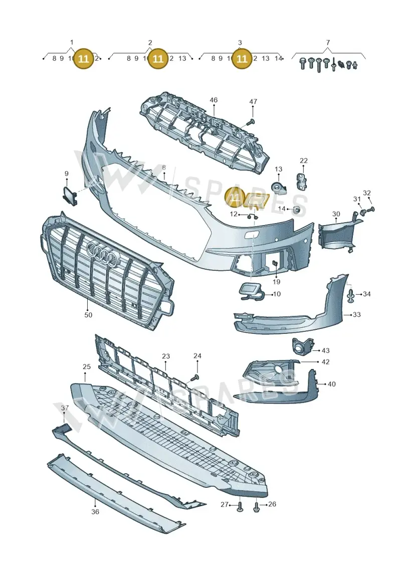 8W0807787G — Audi A4 (2015-2025) diagram 849807210, position 11
