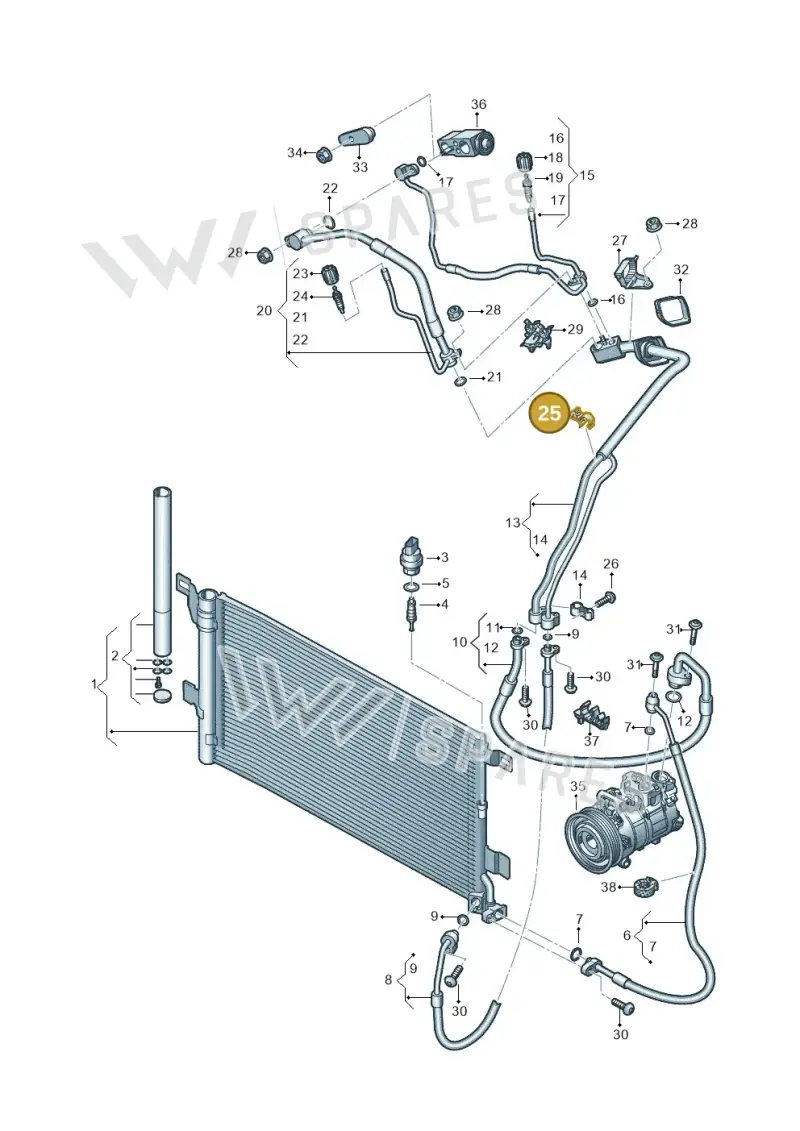 8W0820769C — Audi RS5 Sportback (2017-2025) diagram 849260400, position 25