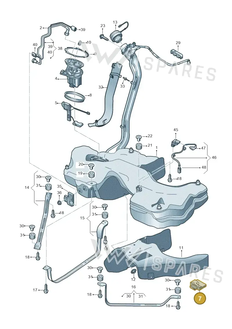 8W0906093F — Audi A5 Sportback (2016-2025) diagram 897201020, position 7