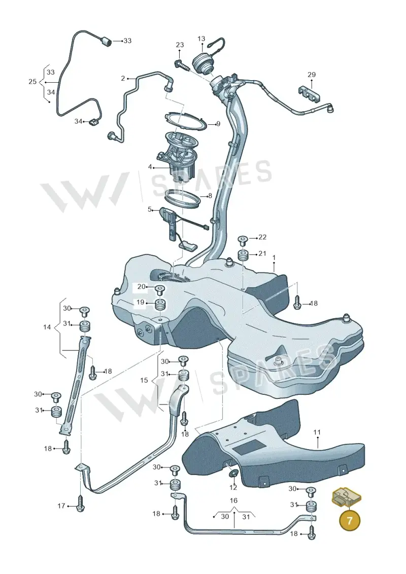 8W0906093F — Audi A5 Sportback (2016-2025) diagram 897201100, position 7