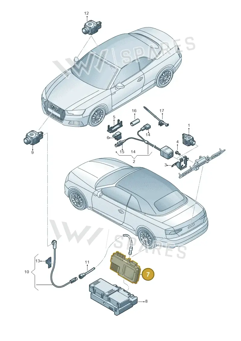 8W0907428B — Audi A5 Cabrio 2.0 (2016-2018) diagram 848907450, position 7