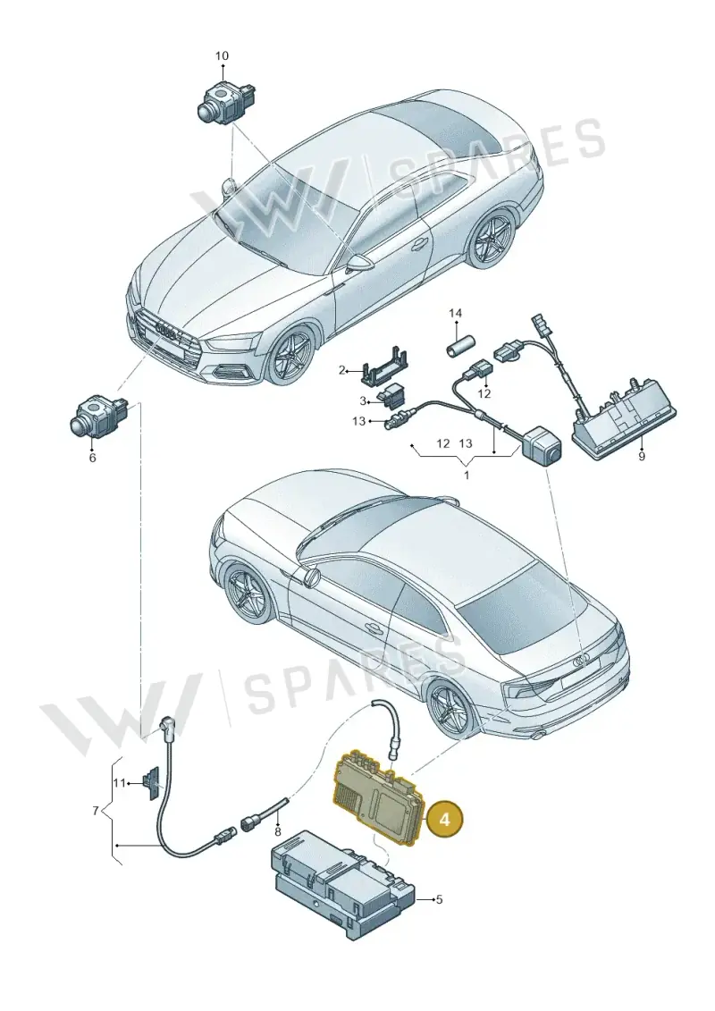 8W0907428B — Audi RS5 Sportback (2017-) diagram 897907450, position 4