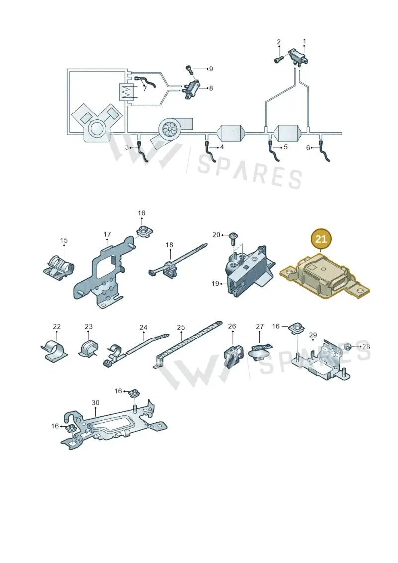 8W0907704 — Audi A5 Sportback (2016-2020) diagram 897906010, position 21