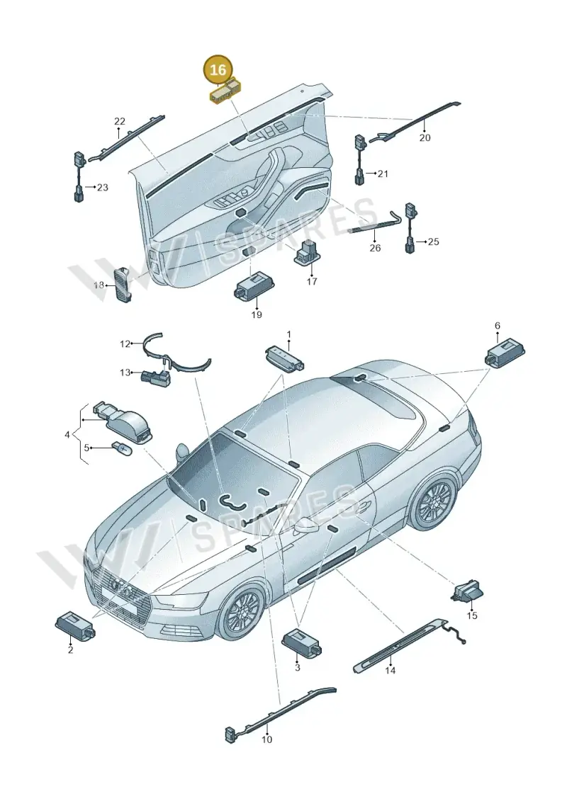 8W0919063 — Audi A5 Cabriolet (2016-2025) diagram 848947100, position 16